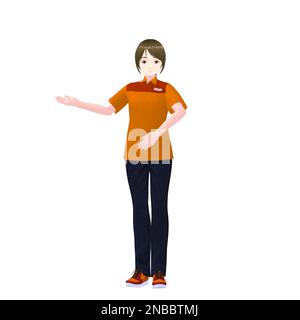 Femme employée de magasin de proximité, modèle 3D Banque D'Images