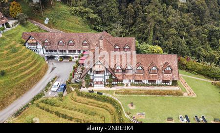 Cameron Highlands, Malaisie - 15 sept. 2022 Cottage anglais dans Cameron Highland. Vue aérienne. Banque D'Images