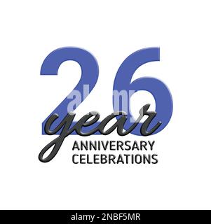 logo anniversaire 26th. Illustration de fête vectorielle. Signe réaliste 3D. Décoration de fête Illustration de Vecteur