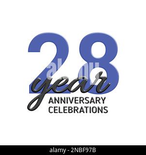 logo anniversaire 28th. Illustration de fête vectorielle. Signe réaliste 3D. Décoration de fête Illustration de Vecteur