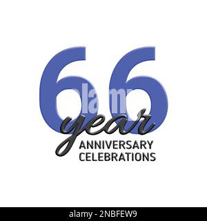 logo anniversaire 66th. Illustration de fête vectorielle. Signe réaliste 3D. Décoration de fête Illustration de Vecteur