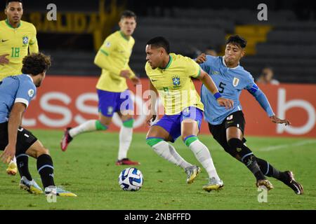 Bogota, Colombie sur 12 février 2023. Roque Vitor du Brésil pendant le match du tournoi de conmebol de l'Amérique du Sud U-20 entre le Brésil et l'Uruguay, à Bogota, Colombie sur 12 février 2023. Photo de: Cristian Bayona/long Visual Press Banque D'Images