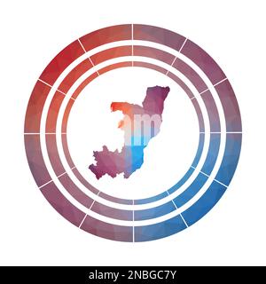 Badge Congo. Logo de la campagne en dégradé de couleurs dans un style poly bas. Congo multicolore signe arrondi avec carte dans le style géométrique pour vos infographies. Illustration de Vecteur