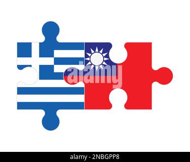 Puzzle connecté des drapeaux de la Grèce et de Taiwan, vecteur Illustration de Vecteur