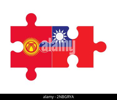 Puzzle connecté des drapeaux du Kirghizistan et de Taiwan, vecteur Illustration de Vecteur