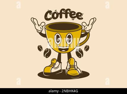 Illustration de la forme de la tasse à café avec visage souriant Illustration de Vecteur