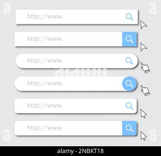 Ensemble d'icônes de la barre de recherche d'adresse www avec ombre Illustration de Vecteur
