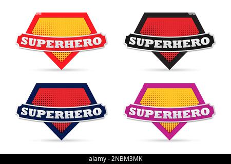 Maquette de super signe de héros. Ensemble de modèles de logo super-héros. Collection du logo super-héros. Logo vectoriel du super-héros Illustration de Vecteur