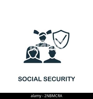 Icône de sécurité sociale. Affiche monochrome simple de la collection des avantages sociaux des employés. Icône de sécurité sociale pour le logo, les modèles, la conception Web et les infographies. Illustration de Vecteur