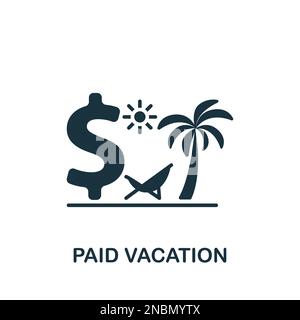 Icône vacances payées. Affiche monochrome simple de la collection des avantages sociaux des employés. Icône vacances payées pour logo, modèles, web design et infographies. Illustration de Vecteur