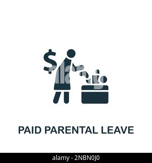 Icône congé parental payé. Affiche monochrome simple de la collection des avantages sociaux des employés. Icône congé parental payant pour logo, modèles, conception Web et Illustration de Vecteur