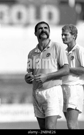 Cricket West Indies v Australia 1991 Merv Hughes in St John's, Antingua photo de Tony Henshaw Banque D'Images