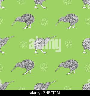 Motif vectoriel sans couture avec des kiwis aquarelle sur le vert. Illustration de Vecteur