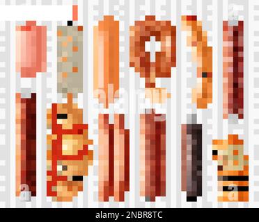 Avec des images de nourriture réalistes isolées de saucisses entières faites de viande préparée sur fond transparent illustration vectorielle Illustration de Vecteur
