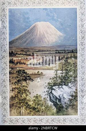 Vue lointaine du Mont Rainier Nord du Pacifique R.R. Un sommet de montagne dans le centre de Washington; le plus haut sommet dans la chaîne de Cascade de l'article célèbre décor sur les chemins de fer américains de l'Engineering Magazine CONSACRÉ AU PROGRÈS INDUSTRIEL Volume IX avril à septembre, 1895 NEW YORK The Engineering Magazine Co Banque D'Images