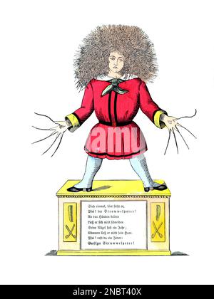 Shock a dirigé Peter de la version allemande originale du livre ' Der Struwwelpeter : oder lustige Geschichten und drollige Bilder : für Kinder von 3-6 Jahren ' [ Shockheaden Peter : ou histoires drôles et images drôles : Pour les enfants à partir de 3-6 ans ] par Hoffmann, Heinrich, 1809-1894 Date de publication 1879 Éditeur Philadelphie : Kohler Pub Co Banque D'Images