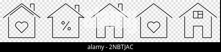 Ensemble d'icônes de la ligne de maison. Design peut être utilisé pour les applications Web et mobiles. Illustration vectorielle isolée sur fond transparent Illustration de Vecteur