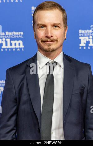 Adrien Morot – coiffure/maquillage (la baleine) arrive à l'événement de tapis rouge du Festival international du film de Santa Barbara 2023 en recevant le prix Variety Artisan au Arlington Theatre on 13 février 2023 à Santa Barbara, CA. (Photo de Rod Rolle/Sipa USA) Banque D'Images