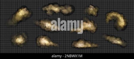 Ensemble de nuages de poussière, de sable et de fumée bruns. Effet d'une tempête de sable, d'une tempête de vent dans le désert ou d'une explosion avec texture de poudre volant poussiéreuse, vecteur réaliste est Illustration de Vecteur
