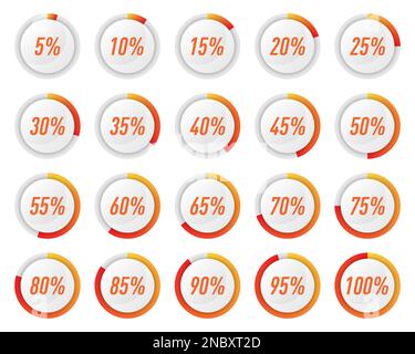Collection de diagrammes de pourcentage de cercle orange pour les infographies Illustration de Vecteur