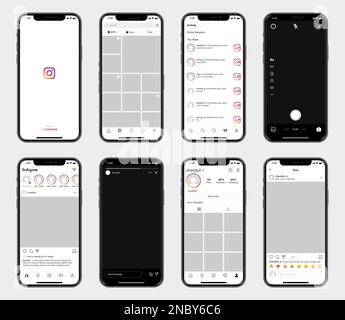 Modèle d'interface de réseau social Instagram sur les smartphones Apple iPhone. Maquette des réseaux sociaux Instagram Illustration de Vecteur