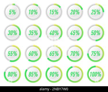 Collection de diagrammes de pourcentage de cercle vert pour les infographies Illustration de Vecteur