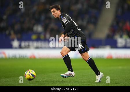 Barcelone, Espagne. 13 février 2023, Mikel Oyarazabal de Real Sociedad pendant le match de la Liga entre le RCD Espanyol et Real Sociedad joué au stade RCDE sur 13 février à Barcelone, Espagne. (Photo par / Bagu Blanco / PRESSIN) Banque D'Images