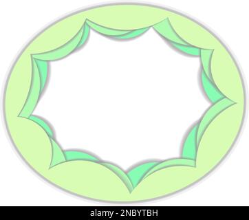 Bordure en forme d'ellipse, dessin couleur menthe, coupe de papier plate Illustration de Vecteur