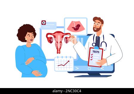 Gynécologue Docteur Consultate femme enceinte,future mère.échographie numérique en ligne.soins prénatals,gestion de la grossesse,Hôpital médical.Internet Banque D'Images