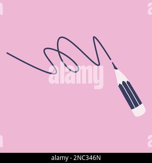 Un petit crayon aiguisé avec une gomme à l'extrémité trace des gribouillis. Illustration vectorielle pour la conception. Illustration de Vecteur