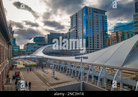 La vue à pied de leur train à Union Station à Denver, Colorado, est incroyable. Banque D'Images