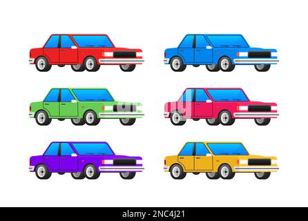 Jeu de wagons plats. Collection de voitures. Illustration vectorielle. Illustration de Vecteur