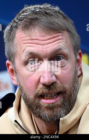 Dortmund, Allemagne. 14th févr. 2023. Football: Ligue des champions, avant le tour de 16 première jambe Borussia Dortmund - Chelsea FC. Graham Potter, entraîneur de Chelsea, répond aux questions lors de la conférence de presse avant la Ligue des champions contre Borussia Dortmund. Credit: Federico Gambarini/dpa/Alay Live News Banque D'Images