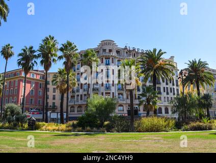 Albert 1er vue extérieure de jour de l'hôtel. Nice, France, 29th septembre 2019. Banque D'Images