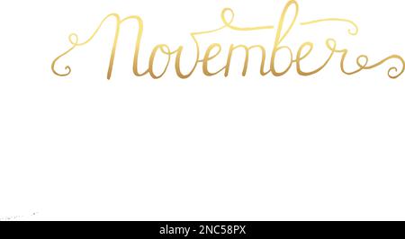Novembre mois lettrage calligraphie. Conception typographique. Lettrage manuel noir texte isolé sur fond blanc. Pour les affiches d'articles de maison, message d'accueil C Illustration de Vecteur