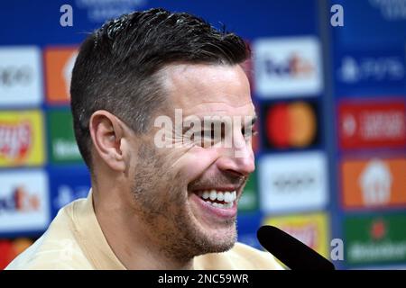 Dortmund, Allemagne. 14th févr. 2023. Football: Ligue des champions, avant le tour de 16 première jambe Borussia Dortmund - Chelsea FC. Cesar Azpilicueta de Chelsea répond aux questions lors de la conférence de presse avant le match de la Ligue des Champions contre Borussia Dortmund. Credit: Federico Gambarini/dpa/Alay Live News Banque D'Images