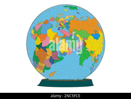 illustration vectorielle globe puzzle isolée sur blanc Illustration de Vecteur