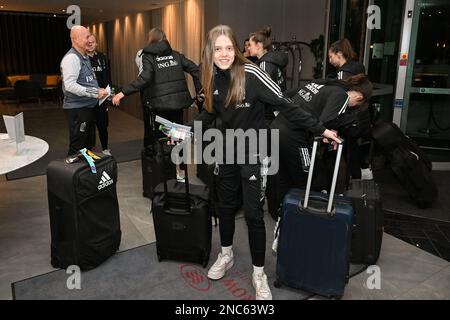 Marlow , ANGLETERRE, 14 février 2023, Valesca Ampoorter de Belgique photographié lors de l'arrivée à leur hôtel de tournoi de l'équipe nationale belge de football féminin, appelé les flammes rouges , avant leur premier match de la coupe Arnold Clark 2023 , mardi 14 février 2023 à Marlow , ANGLETERRE . PHOTO SPORTPIX | David Catry Banque D'Images