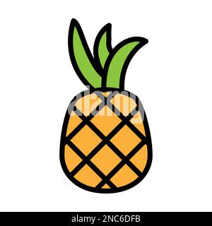 Ligne d'icône ananas isolée sur fond blanc. Icône fine et plate noire sur un style moderne. Symbole linéaire et contour modifiable. PE simple et pixel Illustration de Vecteur