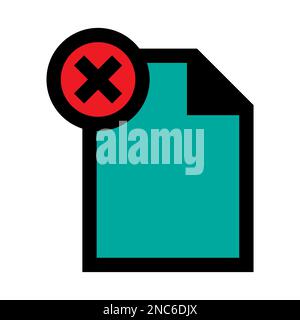 Supprimer la ligne d'icône de fichier isolée sur fond blanc. Icône fine et plate noire sur un style moderne. Symbole linéaire et contour modifiable. Simple et pixel Illustration de Vecteur