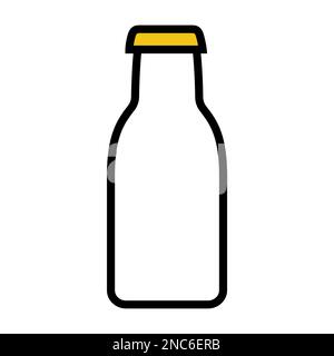 Ligne d'icône de bouteille de lait isolée sur fond blanc. Icône fine et plate noire sur un style moderne. Symbole linéaire et contour modifiable. Simple et pixel Illustration de Vecteur