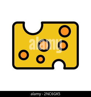 Ligne d'icône de fromage isolée sur fond blanc. Icône fine et plate noire sur un style moderne. Symbole linéaire et contour modifiable. Simple et performant Illustration de Vecteur