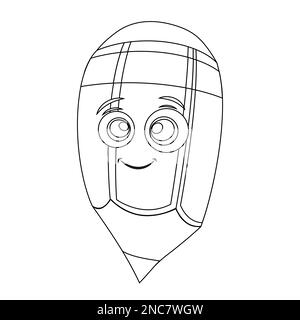 Livre de coloriage pour enfants. Retour à l'école. Personnage de crayon gai. Illustration vectorielle. Joli dessin animé. Silhouette de contour noir isolée sur blanc Illustration de Vecteur