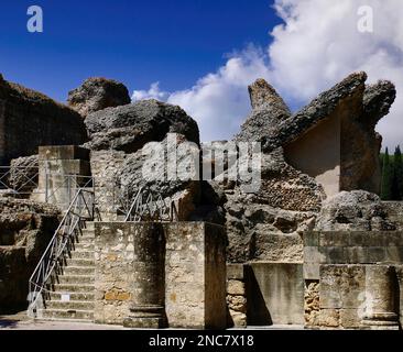 Italica (Séville) fut la première colonie romaine en Espagne, fondée par Scipio Africanus et fut le lieu de naissance de deux empereurs, Trajan et Hadrien Banque D'Images