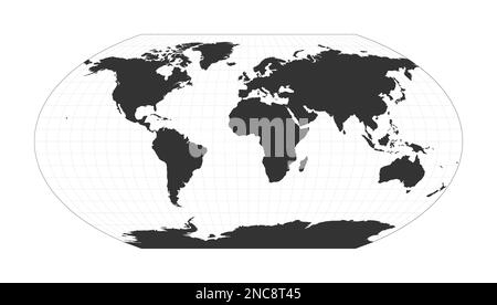 Carte du monde. Wagner VI projection. Globe avec réseau de latitude et de longitude. Carte du monde sur des méridiens et parallèles en arrière-plan. Illustration vectorielle. Illustration de Vecteur