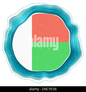 Drapeau de Madagascar dans le cadre. Badge du pays. Signe circulaire superposé autour du drapeau de Madagascar. Illustration vectorielle élégante. Illustration de Vecteur