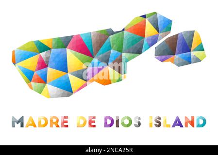 Île Madre de Dios - petite île colorée en polype. Triangles géométriques multicolores. Design moderne et tendance. Illustration vectorielle. Illustration de Vecteur