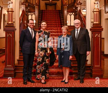 SYDNEY 20230214 Kronprinsessan Victoria och prins Daniel vid mottagning, till kronprinsessparets ära, på Government House i Sydney hos Nouvelle-Galles du Sud delstatsguvernör Margaret Beazley och Dennis Wilson. Foto: Jonas Ekrämmer / TT / Kod 10030 Banque D'Images