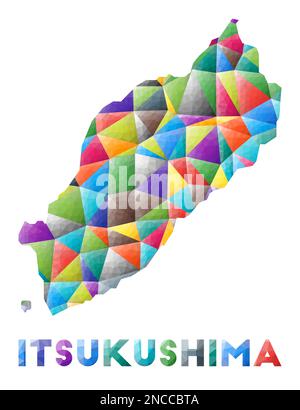 Itsukushima - petite île en poly de couleur. Triangles géométriques multicolores. Design moderne et tendance. Illustration vectorielle. Illustration de Vecteur