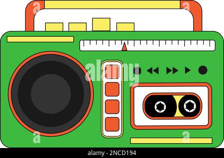 Magnétophone à cassette rétro. Style des 80s et 90s Illustration de Vecteur